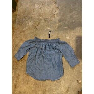 Nic and Zoe off shoulder flowy summer top chambray / blue jeanish color NWT S